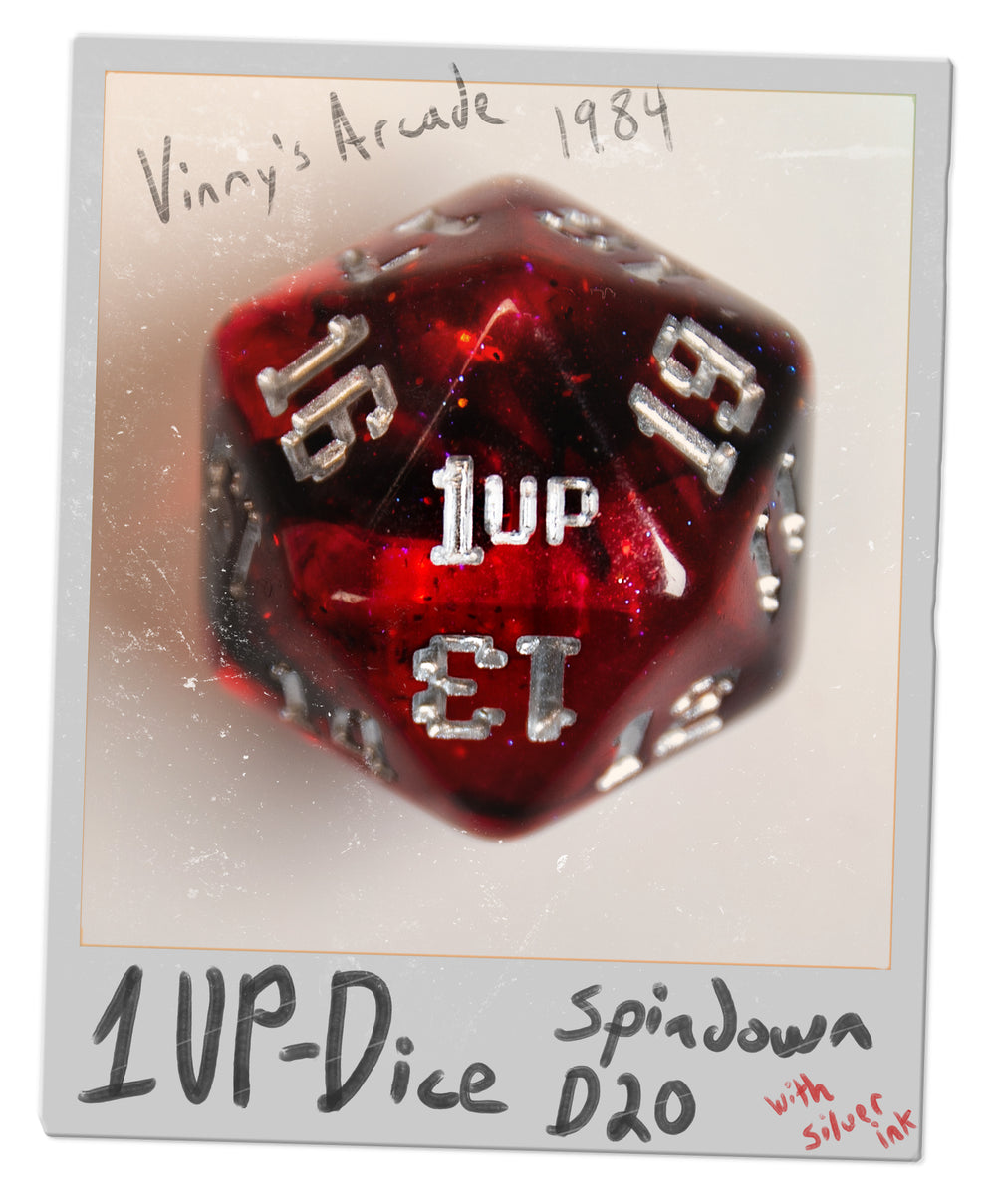 Free 1UP Pixel Spindown d20 promotional gift