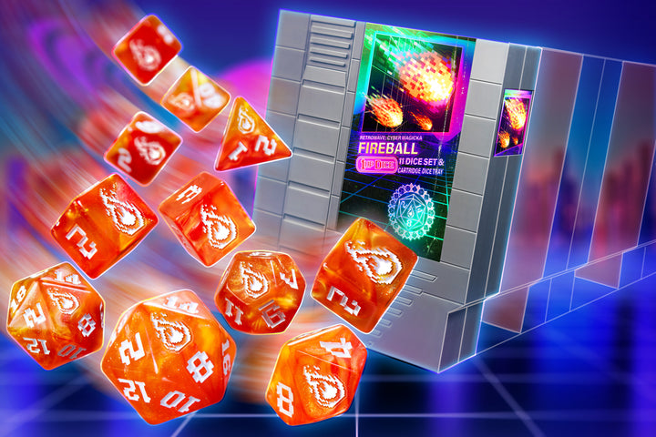 1UP-Dice Fireball polyhedral set