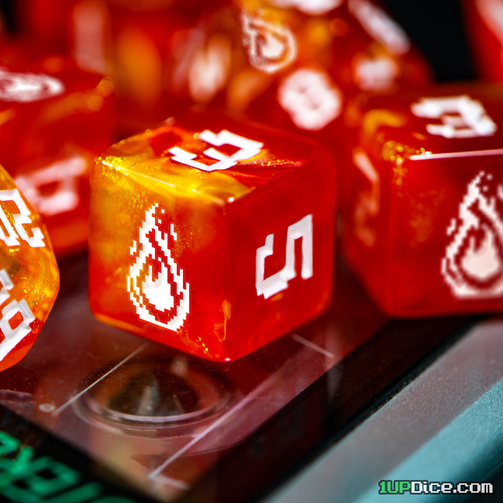 1UP-Dice Fireball polyhedral set