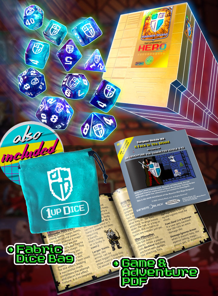 1UP-Dice Radiant Shield polyhedral set