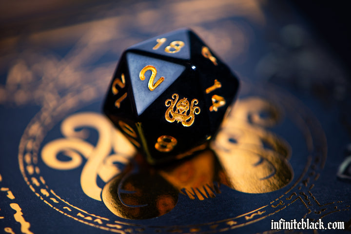 Brand of Cthulhu Dice - Onyx & Gold Polyhedral Set