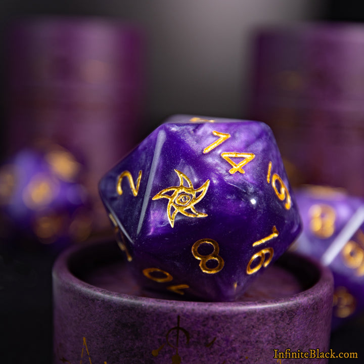 Leviathan d20 Astral Elder Sign - Mystic Purple with Gold paint