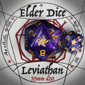 Leviathan d20 Astral Elder Sign - Mystic Purple with Gold paint