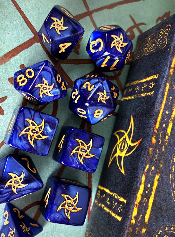 Elder Dice - Blue Astral Elder Sign Polyhedral Set