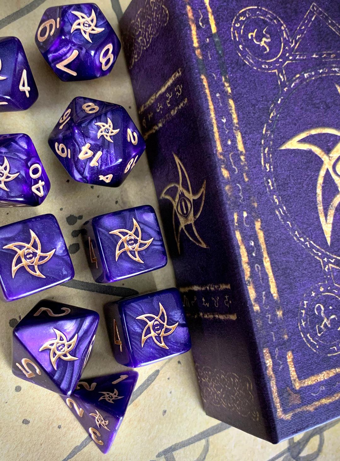 Astral Elder Sign Dice - Mystic Purple Polyhedral Set