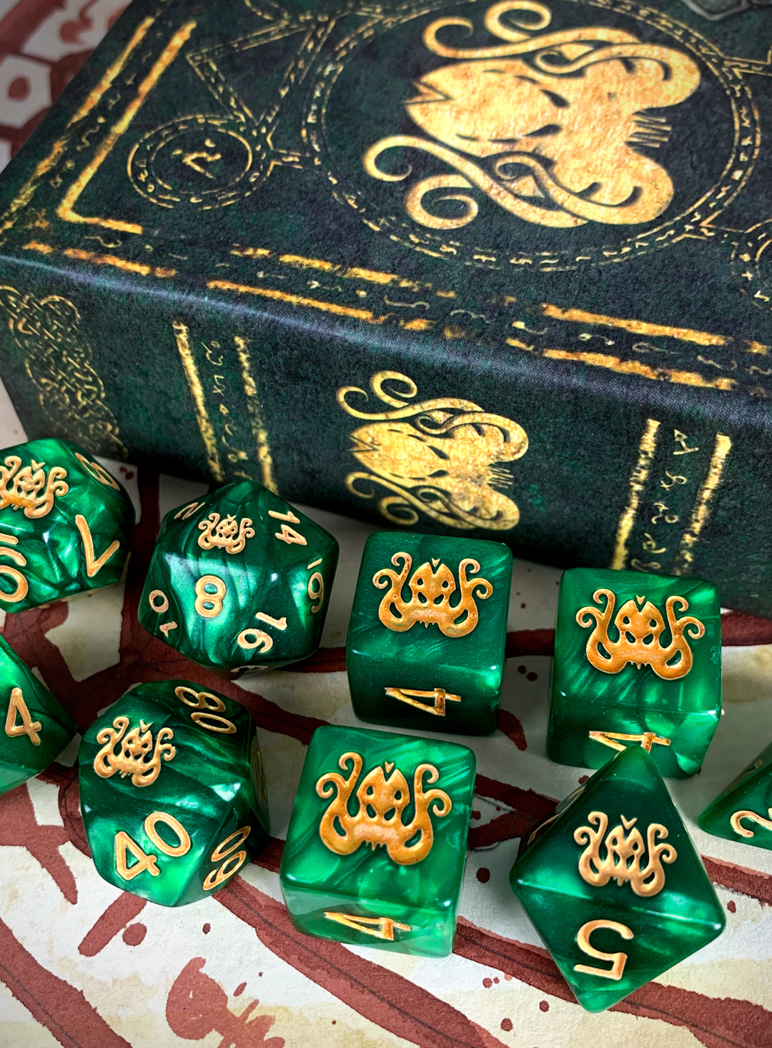 Brand of Cthulhu Dice - Drowned Green Polyhedral Set