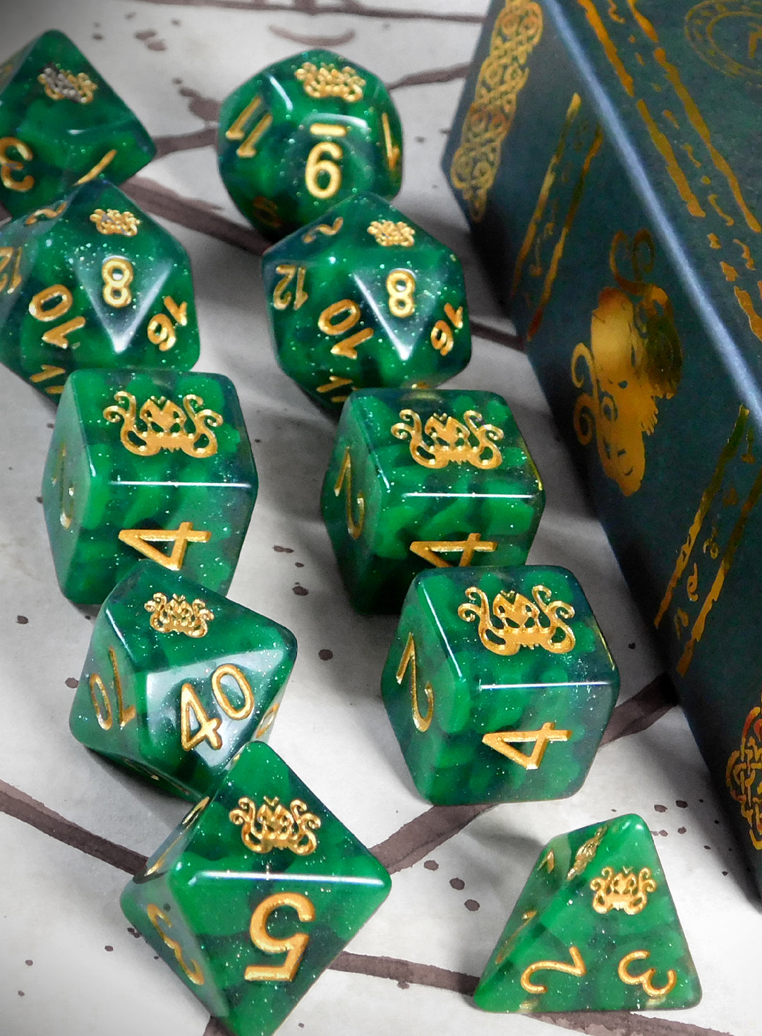 Brand of Cthulhu Elder Dice - Mythic Cosmic Jade edition