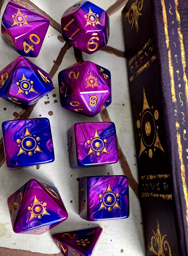 Sigil of the Dreamlands Dice - Eldritch Nebula Polyhedral Set