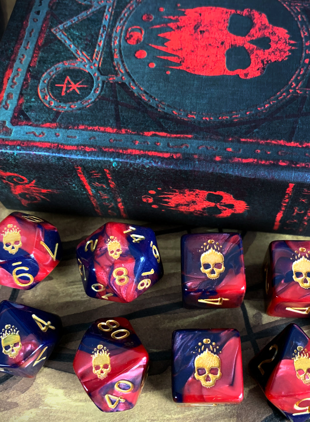 Mark of the Necronomicon Dice - Red and Inky Black Polyhedral Set