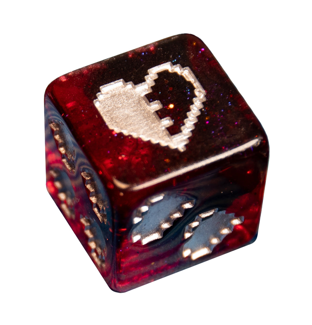 1UP-Dice: Pixelated Heart Pip 12d6 Set