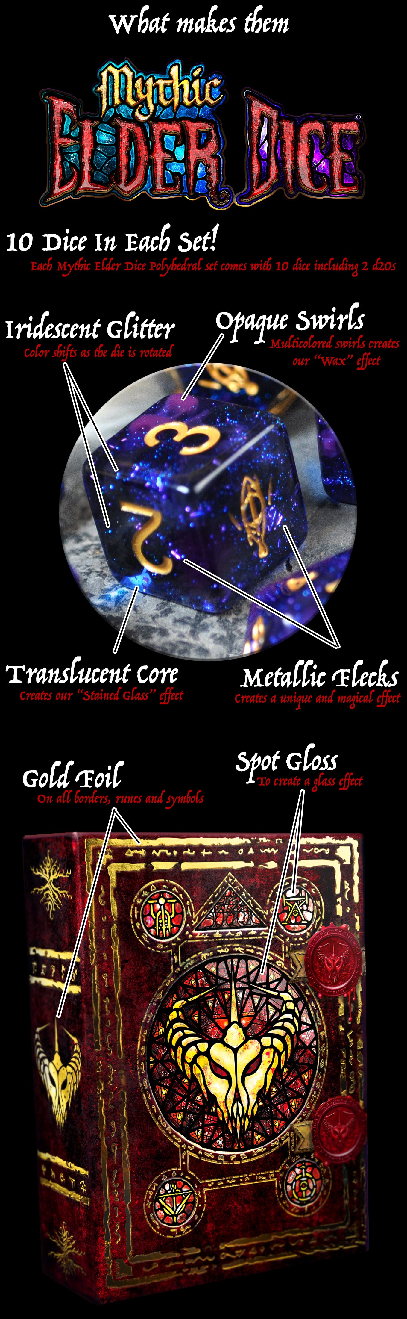 Crest of Dagon Elder Dice - Mythic Glass and Wax Edition