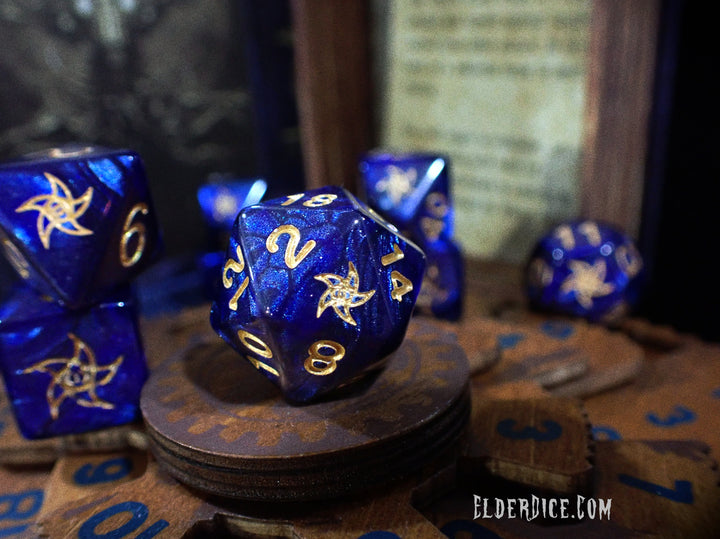 Elder Dice - Blue Astral Elder Sign Polyhedral Set