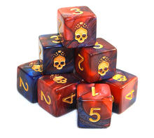 The "Blood and Magick" d6 skull dice set