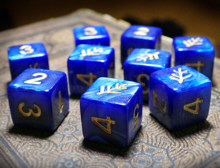 the blue elder sign dice d6 set