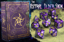The Astral Elder Sign purple polyhedral dice set