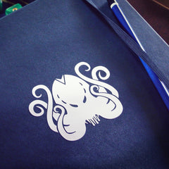 Cthulhu sticker on gaming notebook