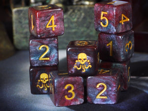 Yog-Sothoth dice d6 set red and blue nebula edition