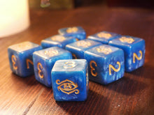blue swirl Eye of Chaos d6 dice set