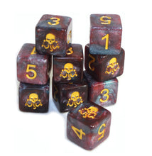 Yog-Sothoth d6 dice set red and blue nebula edition