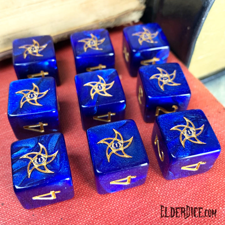 Blue Astral Elder Sign Dice - d6 set