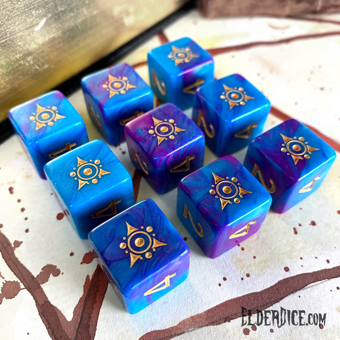 Kadathian Ice Sigil of the Dreamlands d6 Elder Dice set