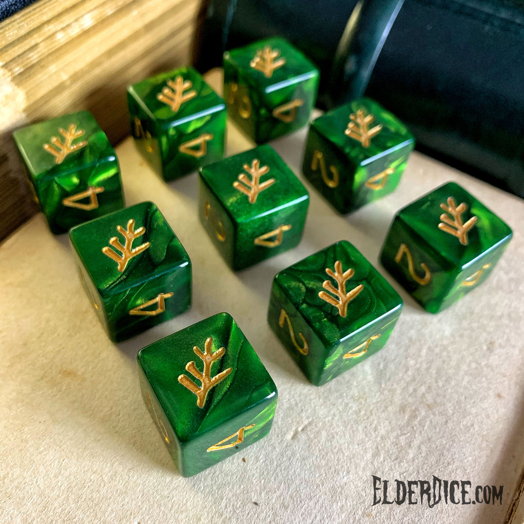 Green Elder Sign d6 dice set