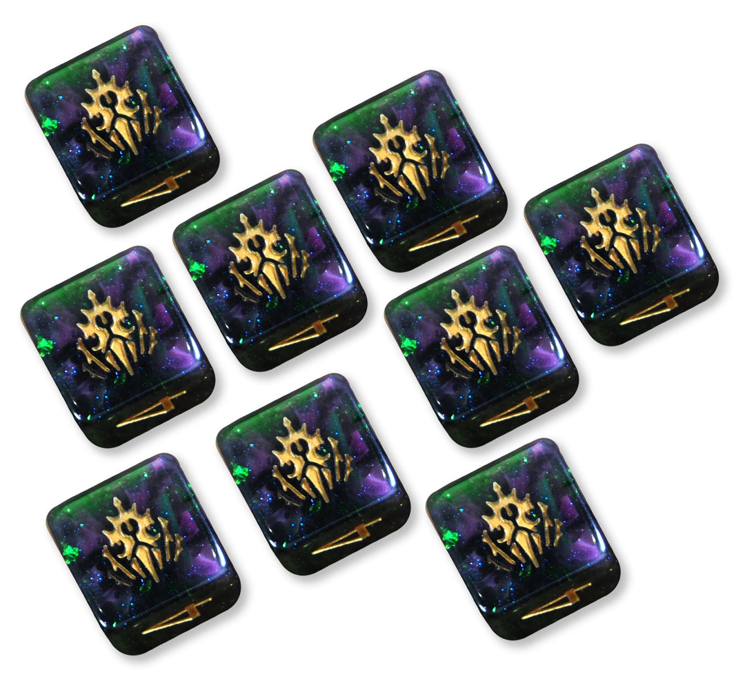 Crest of Dagon Elder Dice: Mythic Glass and Wax d6 Set