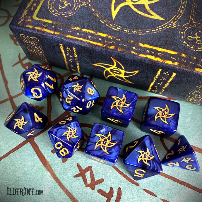 Elder Dice - Blue Astral Elder Sign Polyhedral Set
