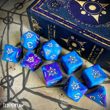 Kadathian Ice elder Dice set - blue with streaks of pink