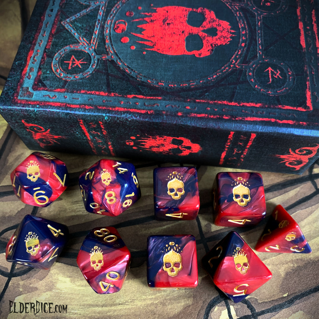 Mark of the Necronomicon Dice - Red and Inky Black Polyhedral Set