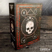 Elder Dice grimoire for the Mark of the Necronomicon blood and magic dice with bone-white paint