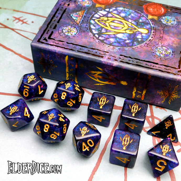 Seer's Eye Elder Dice - Mythic Glass and Wax Edition