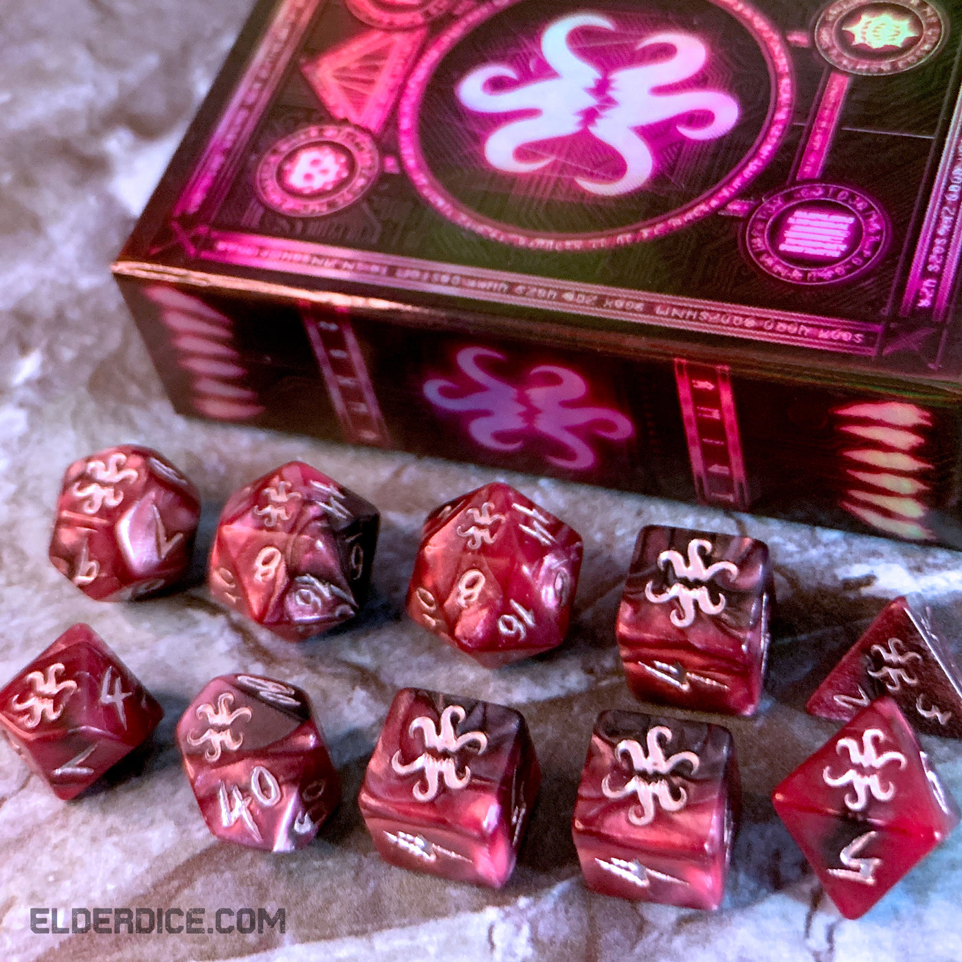 THEY Elder Dice - Silver Ink on Magenta and Black – Infinite