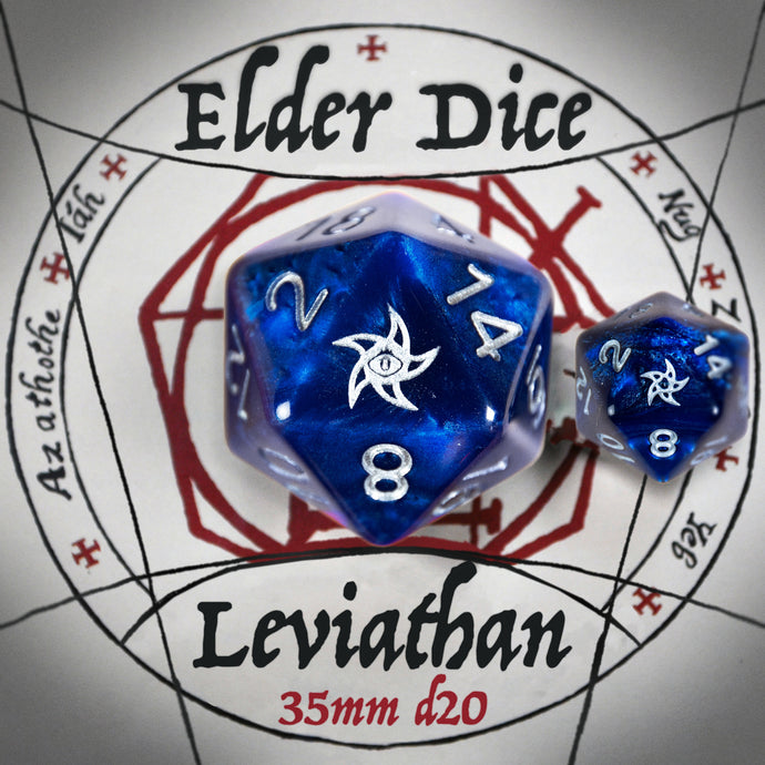 Leviathan d20 Astral Elder Sign - Blue with Ley Silver paint