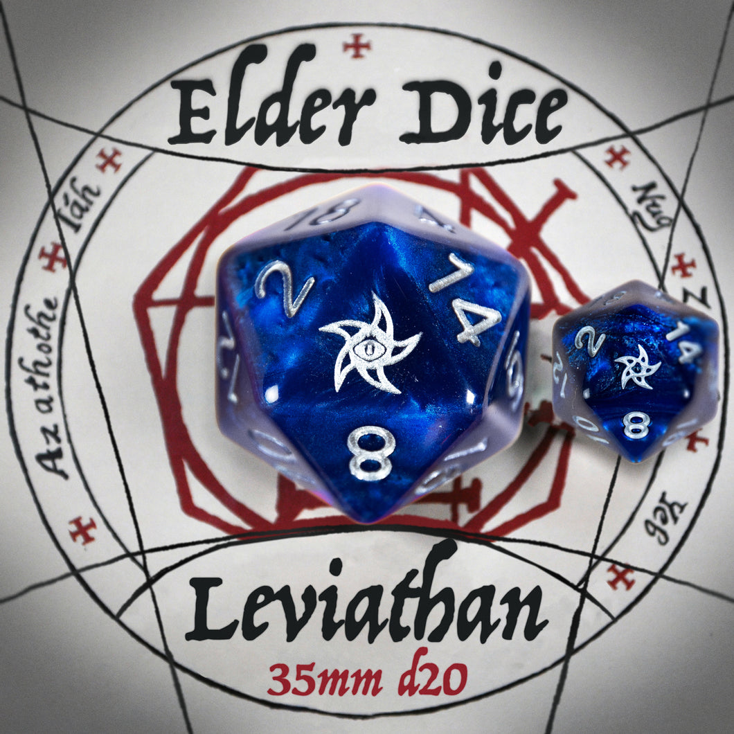 Leviathan d20 Astral Elder Sign - Blue with Ley Silver paint