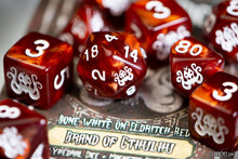 The Brand of Cthulhu Dice - Bone White on Eldritch Red Polyhedral Set