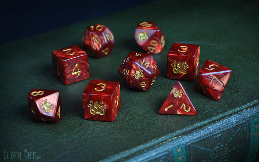 The Brand of Cthulhu Dice - Red Polyhedral Set – Infinite Black