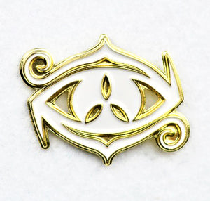 gold and white eye of chaos pin