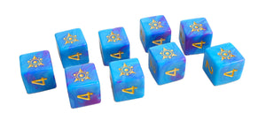 blue and pink dice, the Kadathian Ice Sigil of the Dreamlands