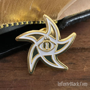 Astral Elder Sign gold and white enamel pin