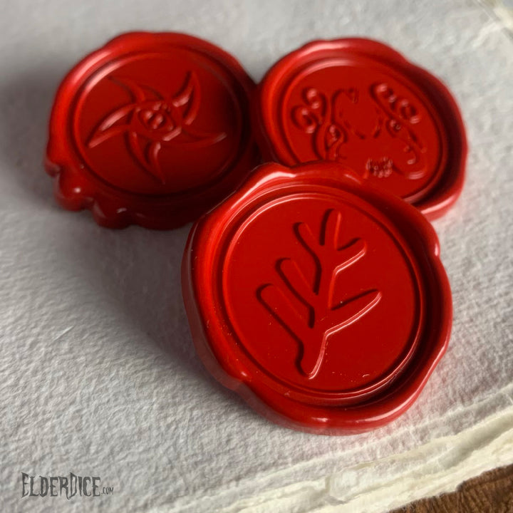 Original Elder Dice Pins - 3 Pin Enamel Set Red Wax Style