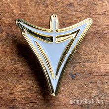 Yellow Sign Pin - Gold and White Enamel