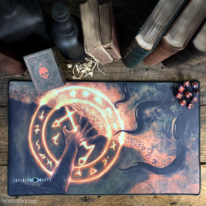 Summoning by the Sea premium stitched-edge playmat