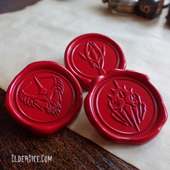 The Shards of Illumination red wax pin set