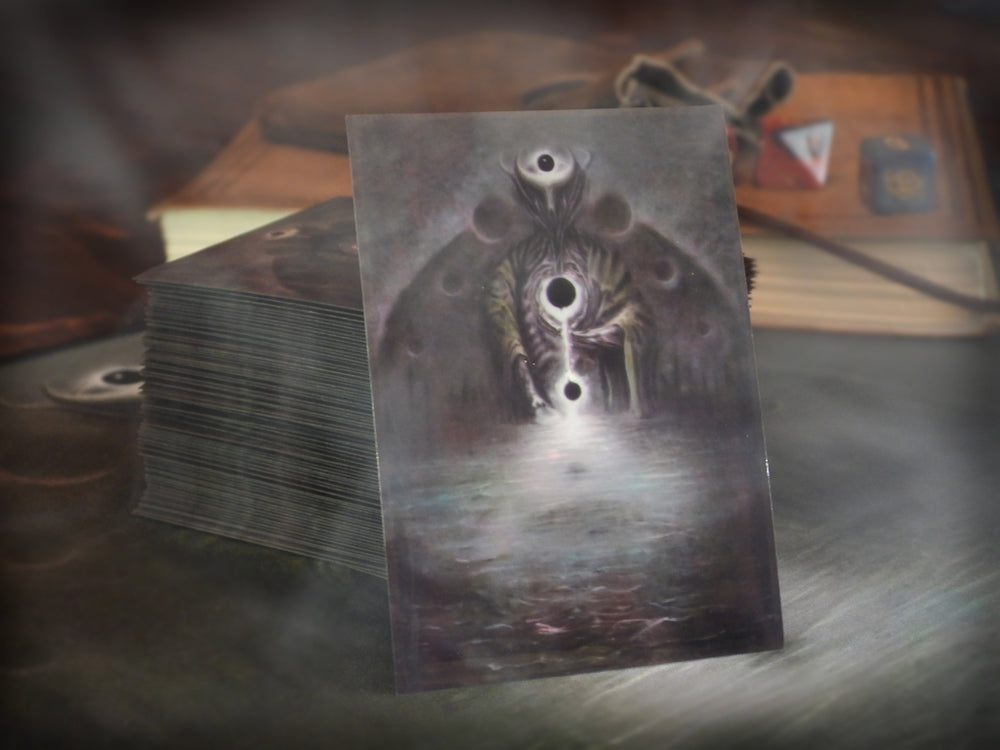 Player card sleeves with art depicting the Yellow King