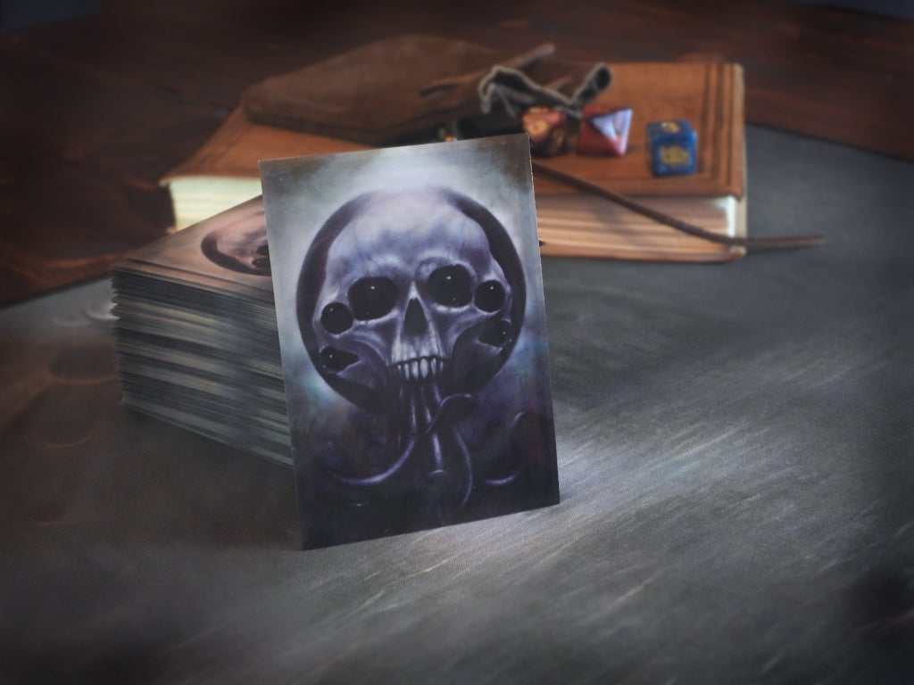 Playing card sleeves with art depicting Yog-Sothoth