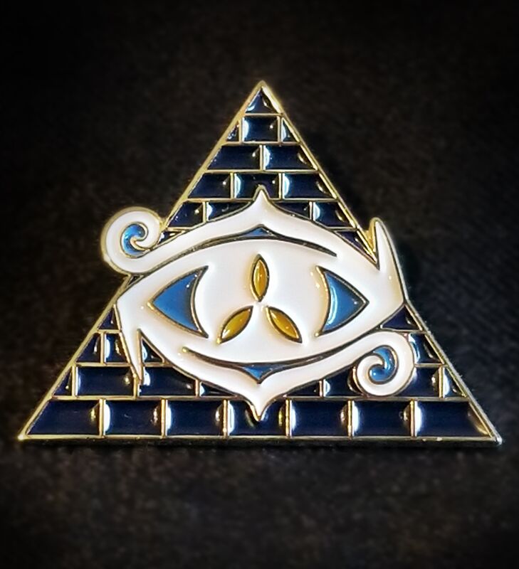 blue and hold origins Eye of chaos collectible pin