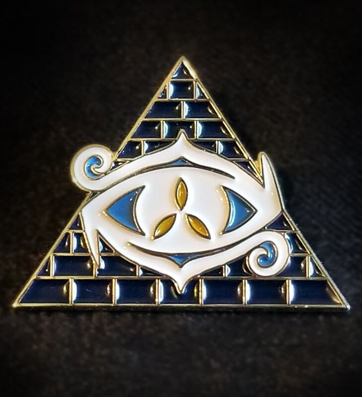 blue and hold origins Eye of chaos collectible pin