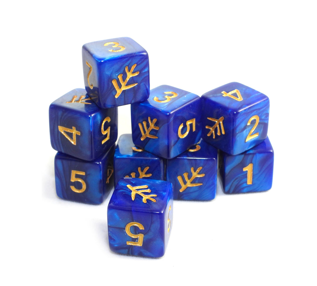 blue d6 Elder Sign dice