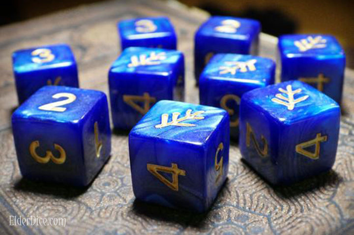 Elder Sign Dice  - Blue Aether d6 Set